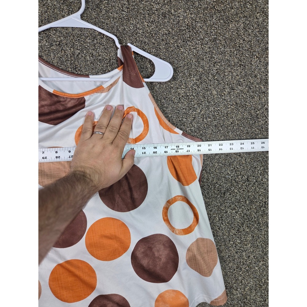 Emery Rose Tank Top Womens 0XL White Brown Orange Polka Dot Print Sleeveless - Picture 5 of 9